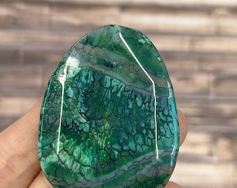 Center drilled Green Dragon vein Agate Druzy Gemstone Cabochon: Cushion Shape