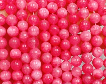 pink jade  High Quality in Smooth Round 8mm Full 15.5 Inch Strand 15.5" Strand