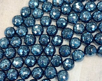 12mm Titanium Coated  Agate Beads, Faceted Round Beads