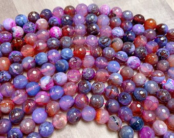 10mm  multi color  agate beads, facted round