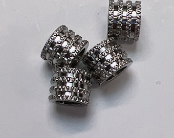 Stainless Steel Beads, Large Hole Beads, 10x8mm Antique Silver color, 2pcs