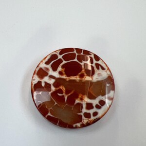 Center Drilled  Fire Agate Slice Gemstone, Orange Geode Coin shape  (40x40x11mm)