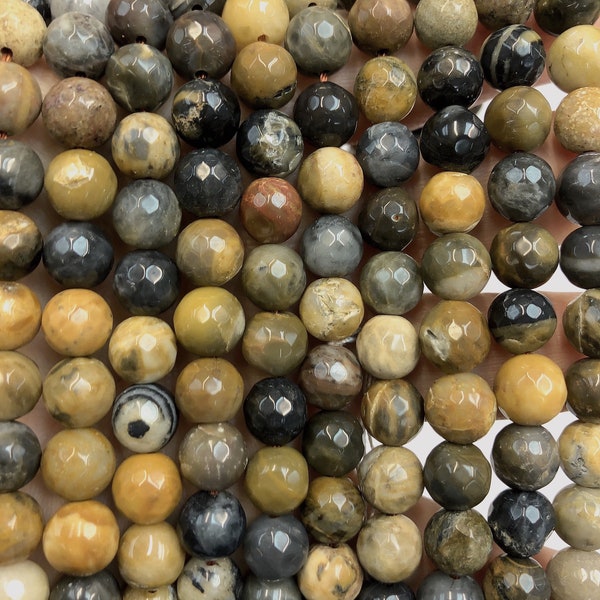 8mm Wood Jasper Beads, Round Faceted