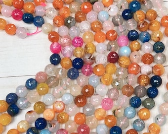 10mm round facted multi colors agate beads