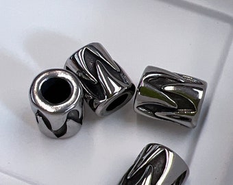 Stainless Steel Beads, Large Hole Beads, 12x10mm Antique Silver color, 1pc