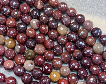 Mystic electroplated  Natural  Mookaite  Beads, Faceted Round