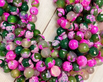 10mm Multi Color Agate Beads, Round Faceted