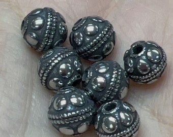 Stainless Steel Beads, Large Hole Beads, 9mm Antique Silver color, 2pcs