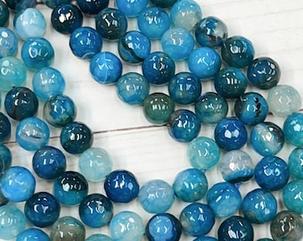 Full strand 14mm round faceted multi color agate beads