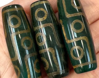Hand Painted Tibetan Agate Focal Beads, 1 piece