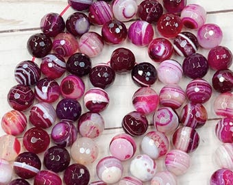 Full strand 14mm round faceted multi color agate beads