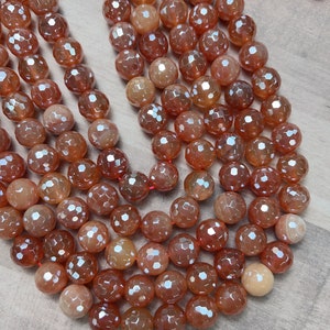 12mm Mystic electroplated   agate beads, Faceted Round