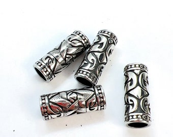 Stainless Steel Beads, Large Hole Beads, 10x30mm Antique Silver color,1pc