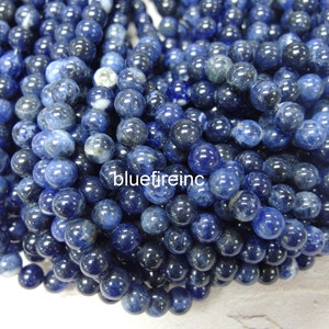 8mm Natural Sodalite Beads, Smooth Round