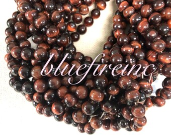 8mm red tiger's eye beads,  smooth round