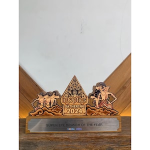 Personalized Wooden Trophy Award: Custom Engraved Plaque, Handmade