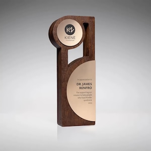 Custom Black Walnut Wood Trophy: Corporate Recognition Award