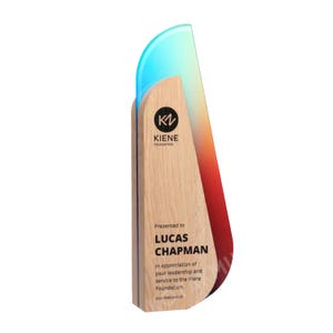 Personalized Oak Wood Trophy: Custom Corporate Award Plaque