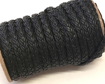Treccia a 3 capi da 5/32", pelle di vacchetta in Fenix nero (1 YRD) 0156RDB03