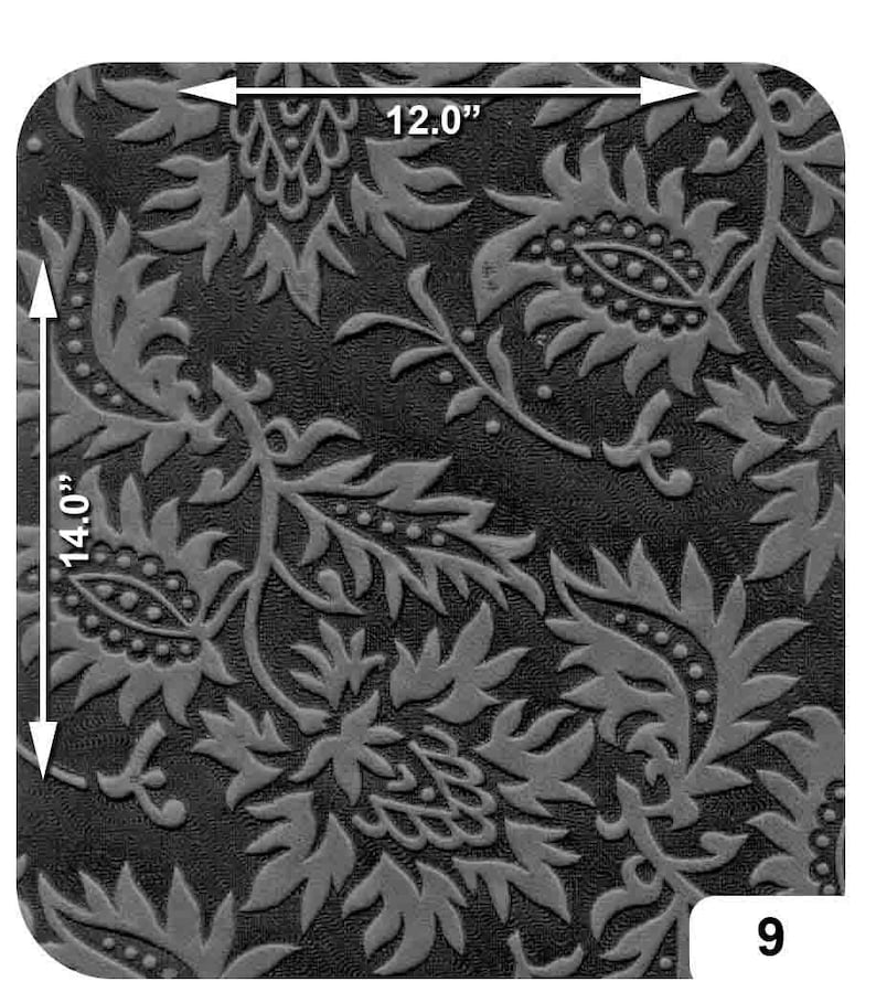 Black Cowhide Embossed Leather Piece floral; crafting; leatherworking; scrapbooking; leather crafts; costumes; role play; DIY; E9-4