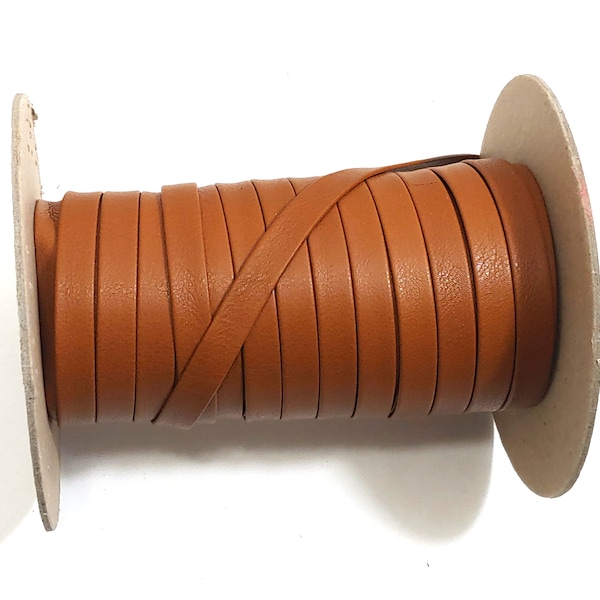 1/2" wide Leather strip in London Tan Cowhide Leather (2 yds) 3702XDB Double-folded Reinforced