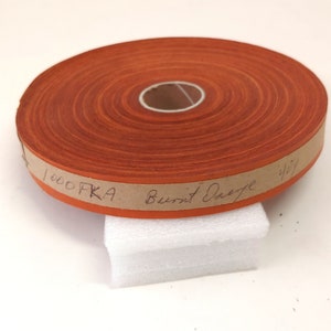 3/4" Flat, Kid Leather Binding in Burnt Orange (5 YDS) 0750FKA - trim, edge binding, leather tape