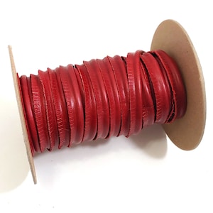 5/8" Round Cord Piping, Genuine Cowhide Leather in Red (2 YDS) 3118XCB - bold piping; upholstery piping; large cushions