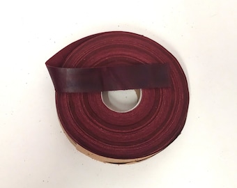 1" Flat Cowhide Leather Binding in Oxblood UPL (5 yds) 1000FDE trim tape; edge binding;