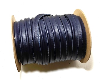 5/8" Round Cord Piping, Genuine Cowhide Leather in Glossy Navy UPL (3 YDS) 3118XDD - bold piping; upholstery piping; large cushions