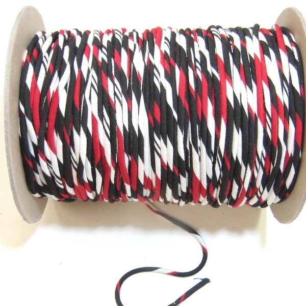 3/16" Stretch Knit Spaghetti Strap in Black, White, and Red (20 YDS)