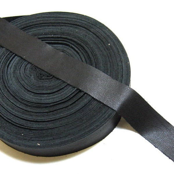 1" Flat, Cowhide Leather Binding in Black Lamb Touch (3 YDS) 1000NDB trim tape; edge binding; leather tape
