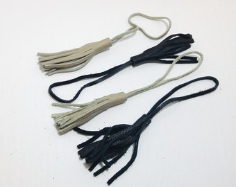 Cowhide Leather Tassels in Beige or Black good for crafting