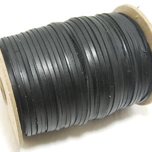 Laccio in pelle di vacchetta piatta da 1/8" in islandese nero (10 iarde) 0125NDD cordino per gioielli; fai da te; acchiappasogni; artigianato in pelle; nappe; frange