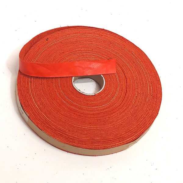 3/4" Flat, Cowhide Leather Binding in Tangerine (5 YDS) 0750NDB trim tape; edge binding; leather tape