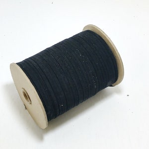 1/8&quot; Faux Suede Lacing Double-folded in Black (10 yds) 0125BUPU - faux leather; vegan; stripping; cord; sewing; crafts