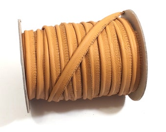 5/8" Round Cord Piping, Genuine Cowhide Leather in Wheat UPL (3 YDS) 3118XDD - bold piping; upholstery piping; large cushions