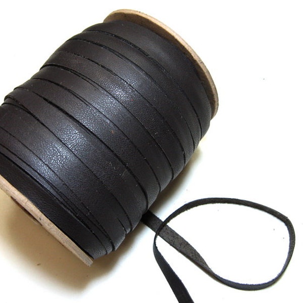 3/8" Flat, Cowhide Leather Stripping in Black Fenix (5 yds) 0375NDB trim tape; edge binding; leather tape