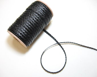 1/4 &quot;breite 1/8&quot;, 3-strängige Borte, Rindsleder in Schwarz Lamb Touch (1 YRD) 0125RDB03