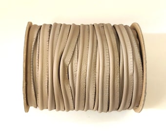 5/8" Wide Round Cord Piping, Genuine Cowhide Leather in Taupe UPL (2 YDS) 3118XDD - bold piping; upholstery piping; large cushions