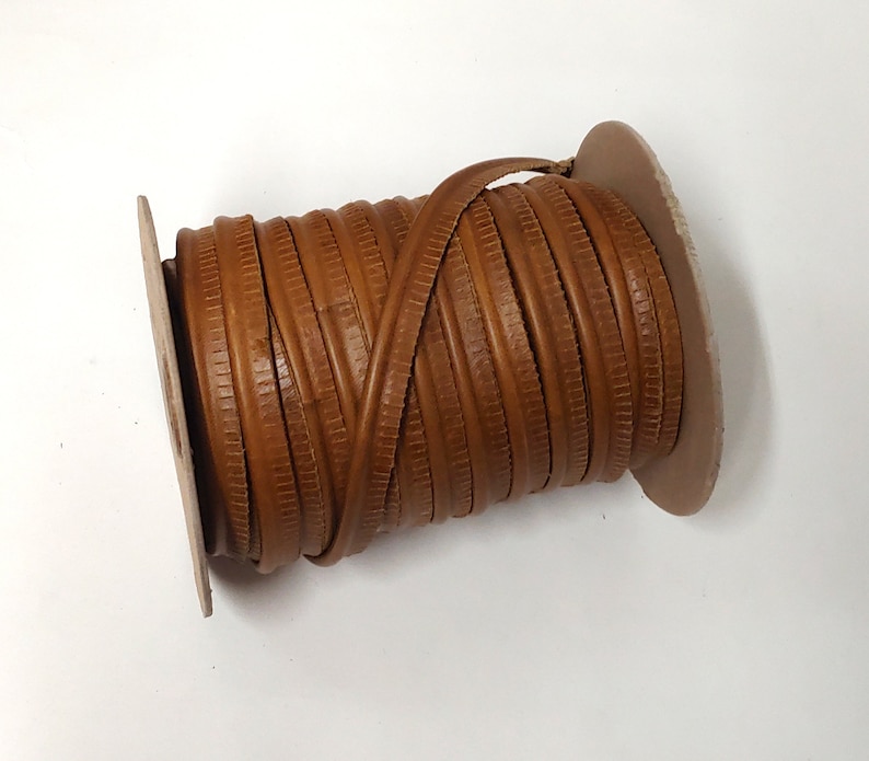 5/8 Round Cord Piping, Genuine Cowhide Leather in Cognac UPL 3 YDS 3118XDE bold piping upholstery piping large cushions image 1