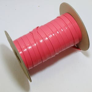 1/2&quot; Polyurethane Leatherette Stripping in Pink Patent (8 yds) 0500BUPU faux leather strips; jewelry cord; trimming vegan leather trim