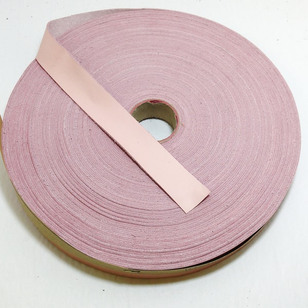 3/4" Flat, Cowhide Leather in Nassa Baby Pink (5 YDS)  0750NDB