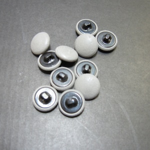 12 Cowhide Leather Covered  Buttons 24 Line, Light Grey 5/8&quot; (16mm)