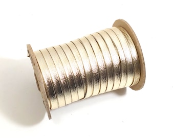 Ribete de polipiel doblado doble de 5/16" en poliuretano metalizado dorado (5 yardas) 0312BUPU