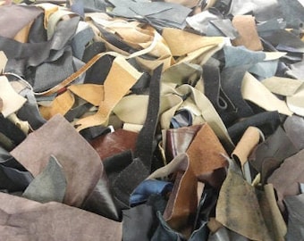 FREE (ALMOST) Leather Scraps - pay only shipping and listing fee!!! - 1 lb. approximately - variety of textures/shapes/finishes/types