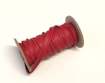 Passepoil cordon coupé 1/2" en cuir de vachette rouge Fuji (2 yds) 3446XDB
