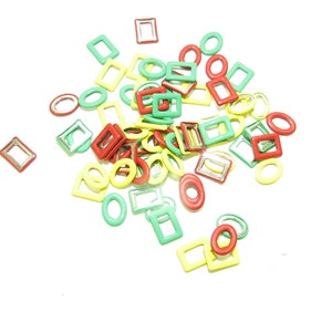 Lot of 405NB & 450NB - 1/2&quot; x 3/8&quot; Vinyl Covered Buckles/Rings in Red, Green, and Yellow