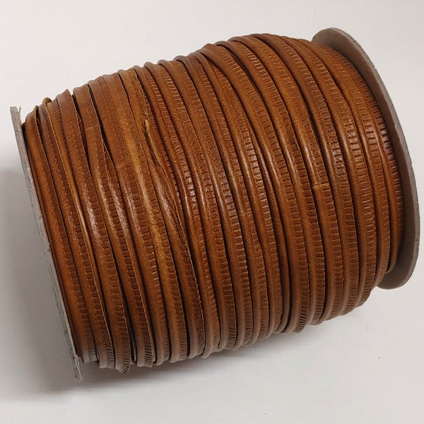 Cognac  Brown Slashed Leather Cord Piping  5/16" (3 yds) 2095XDE