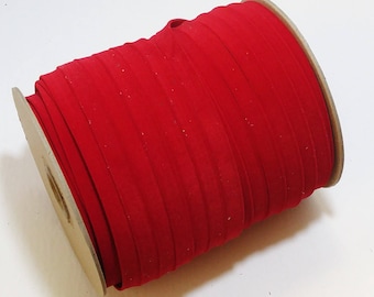 Tira de polipiel de poliuretano de 1/2" en gamuza sintética roja (10 yardas) 0500BUPU tiras de piel sintética; cordón para joyería; ribete de piel vegana