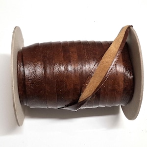 1" wide Open Fold Genuine Leather Brown Apostate ( 2 YDS) 3069XCE edge binding yellow